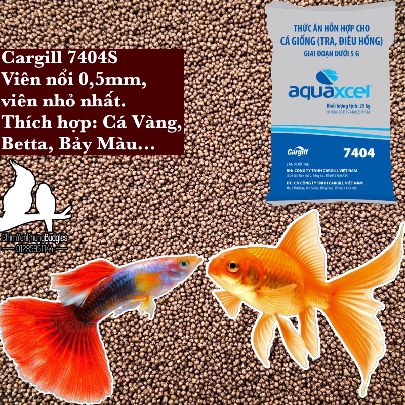1kg cám cá Cargill 7404S 0,5mm viên nổi dùng làm thức ăn cá vàng, bảy màu, betta..
