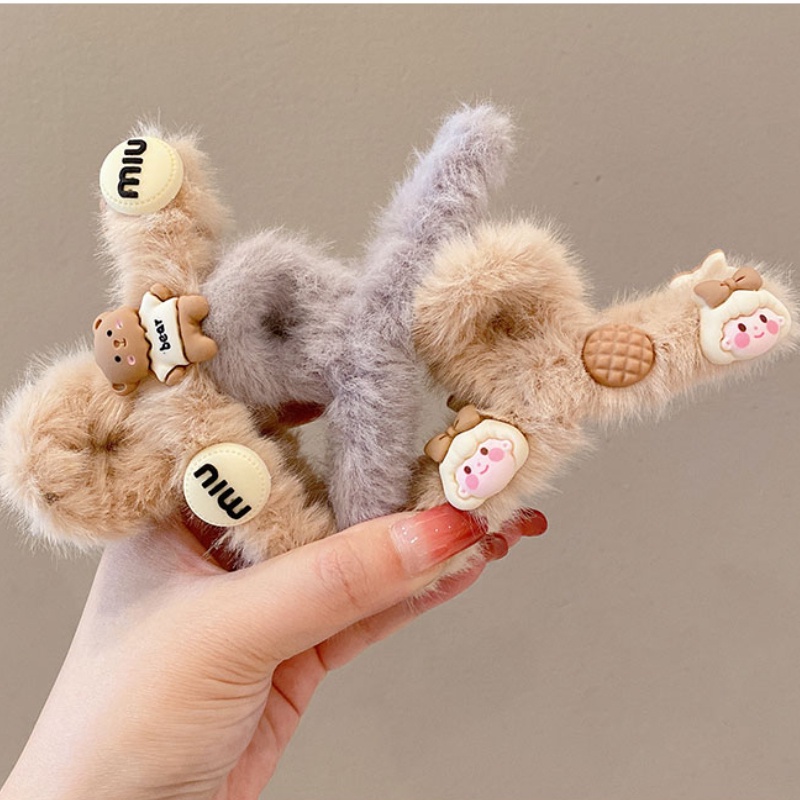 Kẹp Tóc Hình Cá Mập Phủ Lông Phong Cách Hàn Quốc Thời Trang Mùa Thu