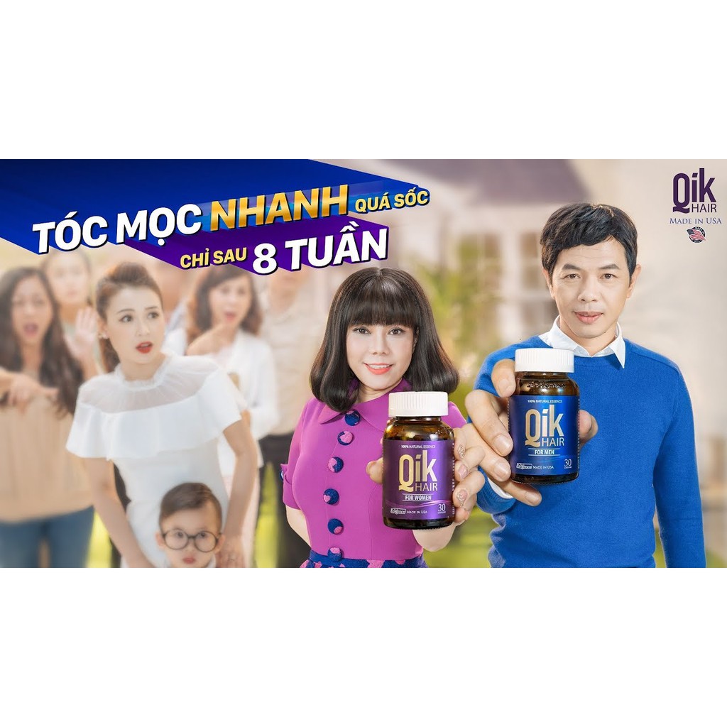 QIK HAIR - Cải thiện tình trạng rụng tóc cho cả nam và nữ, Ngăn ngừa tình trạng rụng tóc, hói đầu (Lọ 30 viên)