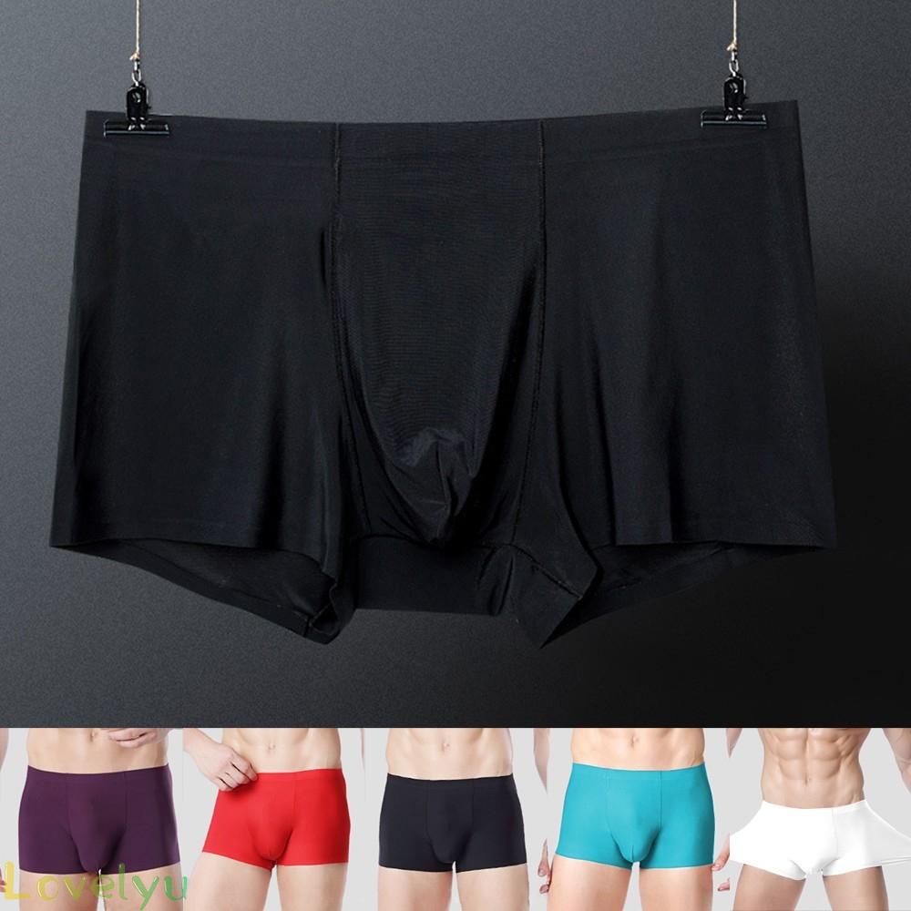 【LOVELYU】1PC Men Breathable Comfy Ice Silk Boxer Briefs Shorts Bulge Underpants Underwear【Good Quality】