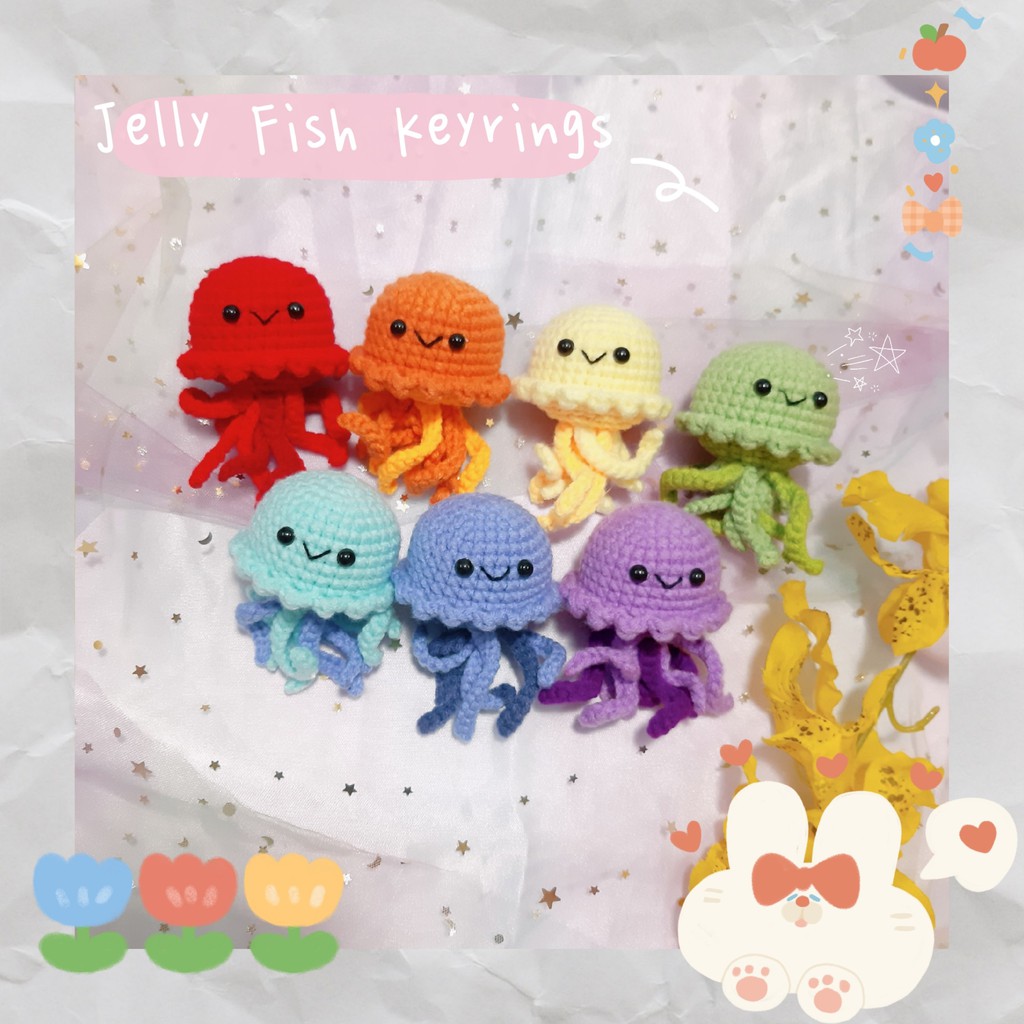 MÓC KHOÁ LEN JELLY FISH/ BÉ SỨA Ú NÙ HANDMADE ĐÁNG YÊU