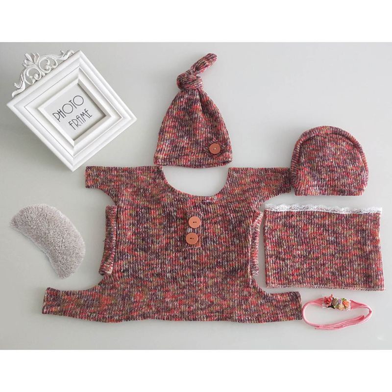 Set Băng Đô + Mũ Dễ Thương Dùng Làm Đạo Cụ Chụp Ảnh Cho Bé Sơ Sinh