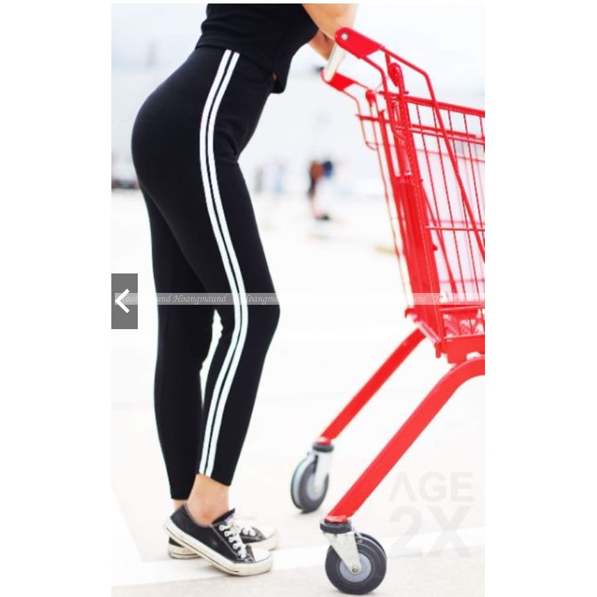 QUẦN LEGGING 2 SỌC THỂ THAO CÁ TÍNH CO GIÃN 4 CHIỀU