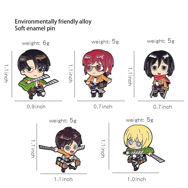 Pin cài áo manga anime Attack on Titan nhân vật Levi Mikasa dòng tộc Ackerman - GC467