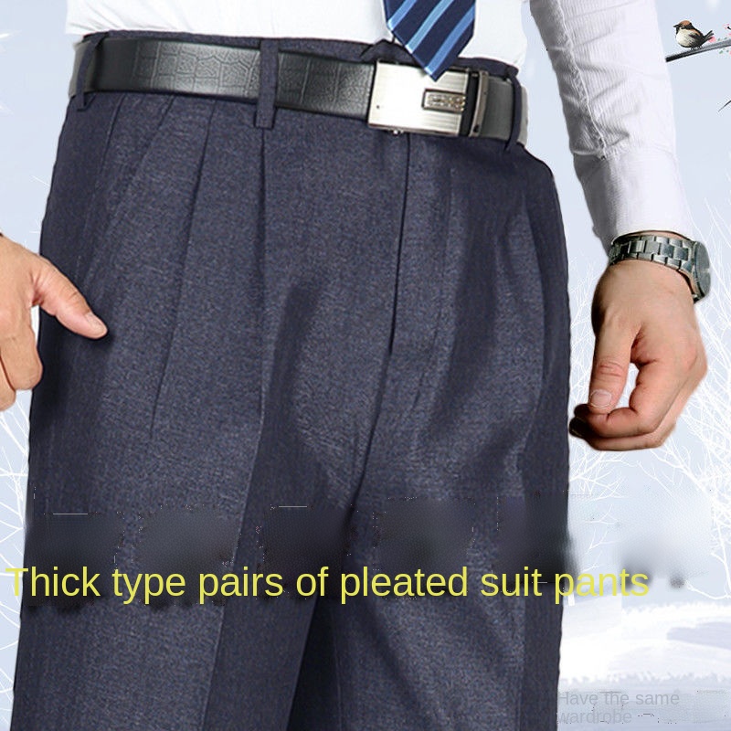 Quần Tây Ống Đứng Lưng Cao Thời Trang Cho Đàn Ông Trung Niên