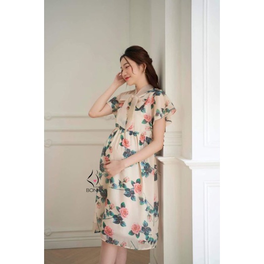 Đầm bầu Bonna hoa hồng