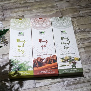 Combo 3 hộp Nhang Sạch Thảo Mộc Bình An 200 nén - hương Quế + hương Đinh Lăng + hương Khuynh Diệp