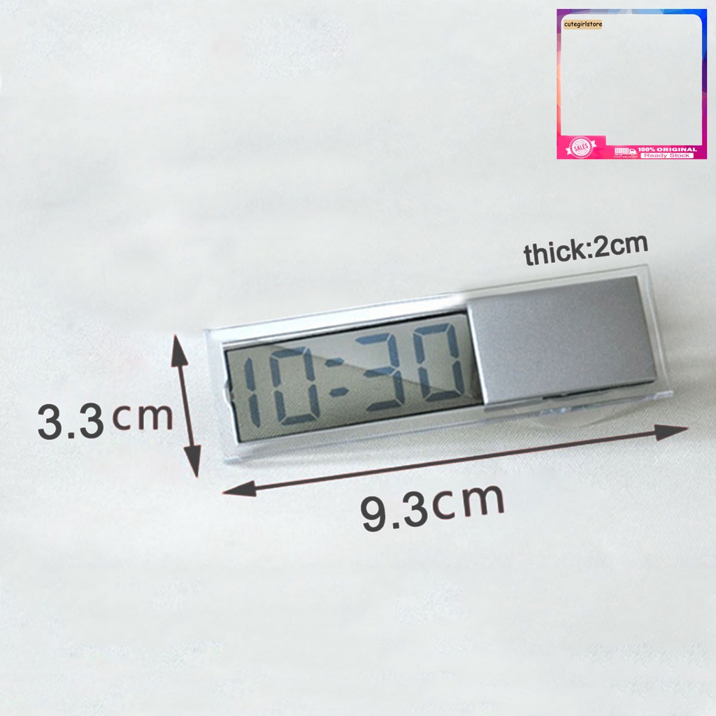 Đồng Hồ Kỹ Thuật Số Màn Hình LCD Có Giác Hút Gắn Kính Chắn Gió Xe Hơi