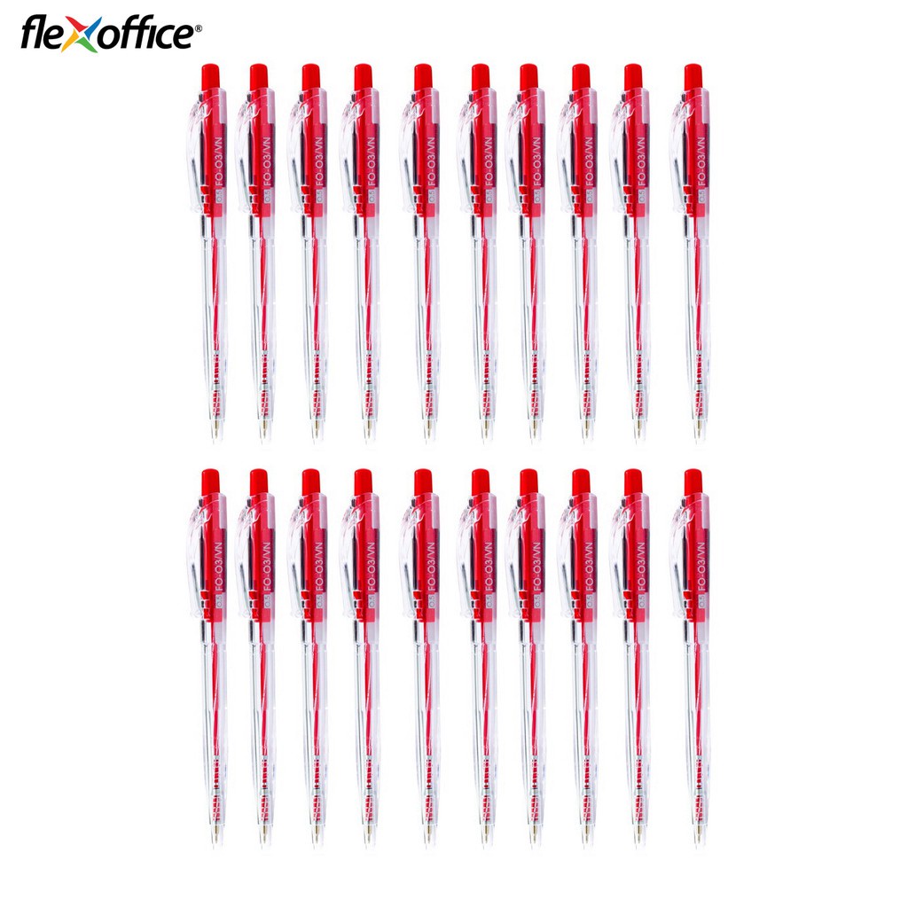 Hộp 20 cây bút bi Flexoffice FO-03 ngòi 0.5mm I Ruột thay BPR-015