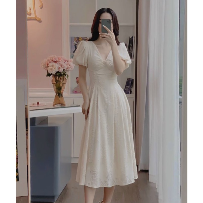 [HÀNG THIẾT KẾ CAO CẤP] Đầm dự tiệc dạo phố nữ tay phồng chíp ben Laura Dress