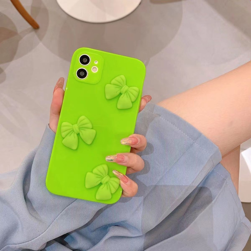 Ốp Điện Thoại Silicon Màu Neon Dạ Quang Hình Cô Gái / cherry 3D Sang Trọng Cho 13 12 11 Pro max xs max xr 7 8 6 6s plus se 2020