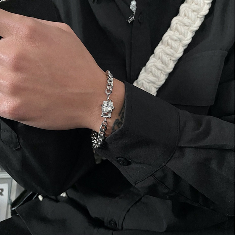Vòng Tay Thép Titan Đính Đá zircon Ngọt Ngào Cá Tính Thời Trang Unisex