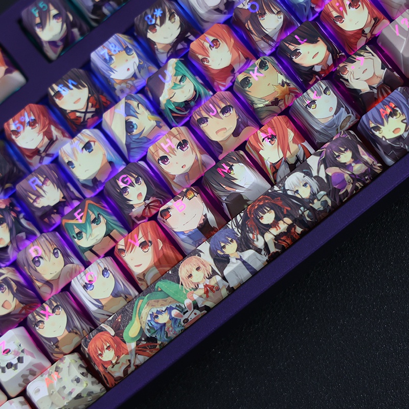DATE A LIVE Keycap Hồ sơ Cherry Anime PBT DYE SUB Bàn phím cơ học LED Keycaps