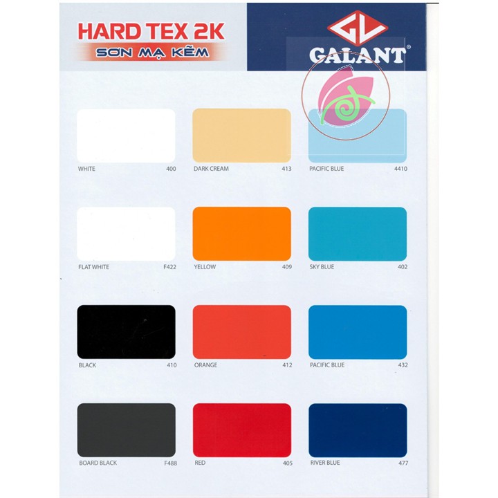 (nhiều màu) Sơn sắt MẠ KẼM epoxy Galant - HARD TEX 2K epoxy - 2 thành phần- Loại 800ml