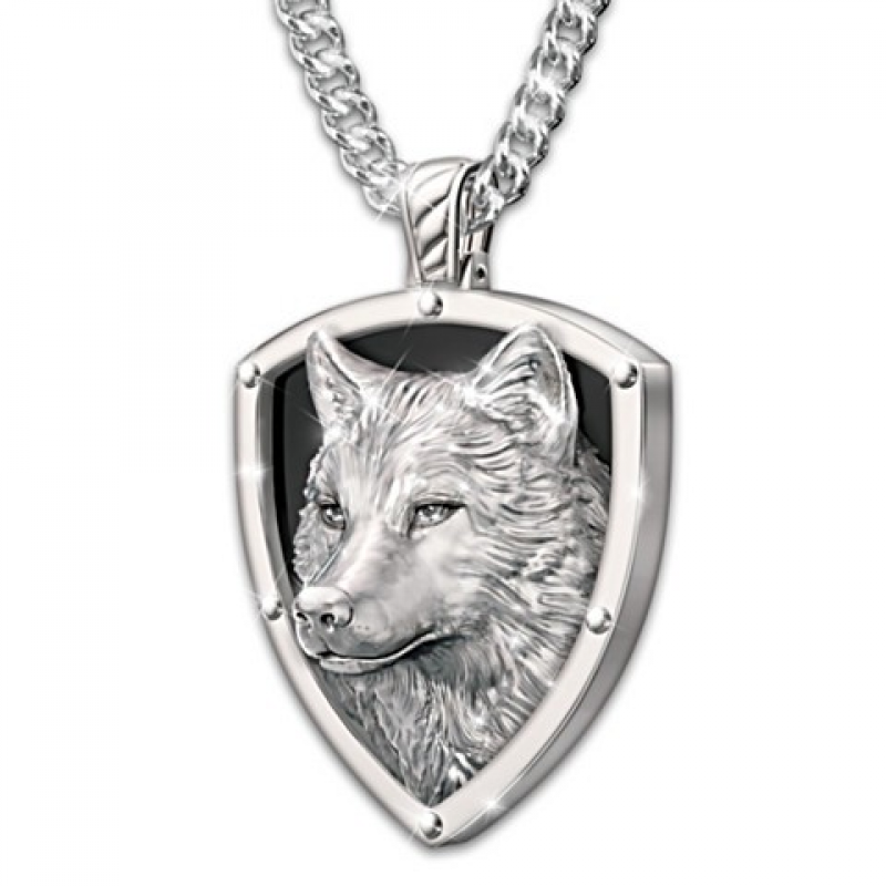 Vòng cổ Bạc Mặt Hình Đầu Sói Sáng Tạo Thời Trang Cho Nam