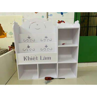 (Khắc Tên Miễn Phí) Kệ sách hình gấu 5 ngăn đựng đồ đa năng (size nhỏ)