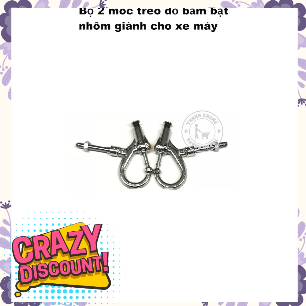 Bộ 2 móc treo đồ bấm bật, nhôm dành cho mọi loại xe máy màu trắng thanh khang 006001298