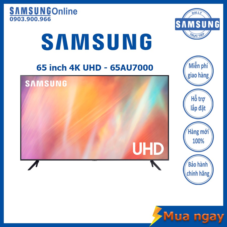 Smart TV Samsung UHD 4K 65 inch UA65AU7000 Mới 2021 - Bảo hành 2 năm chính hãng