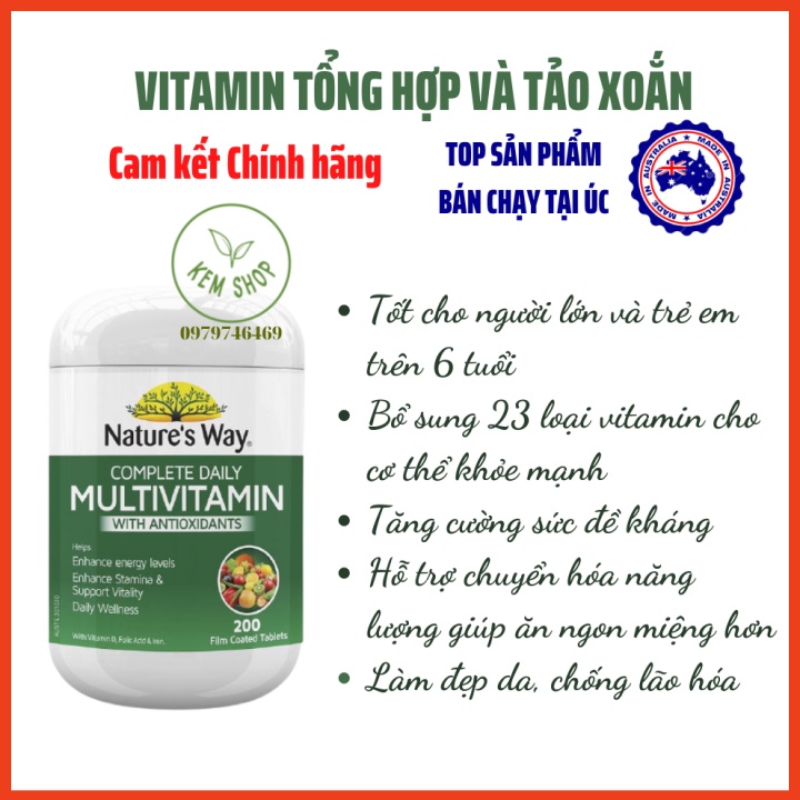 Tảo xoắn Nature's Way Multivitamin 200 viên