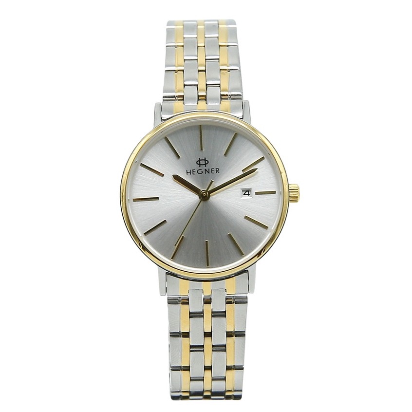Đồng hồ nữ mặt kính Sapphire chống xước chính hãng Hegner HW-5055LCWH chống nước, có lịch ngày, họa tiết Sunray cao cấp