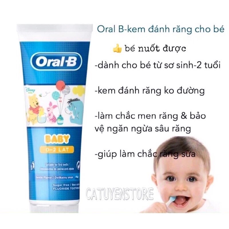 [ CHÍNH HÃNG ] Kem đánh răng cho bé Oral-B Kids từ sơ sinh đến 2 tuổi 75ml