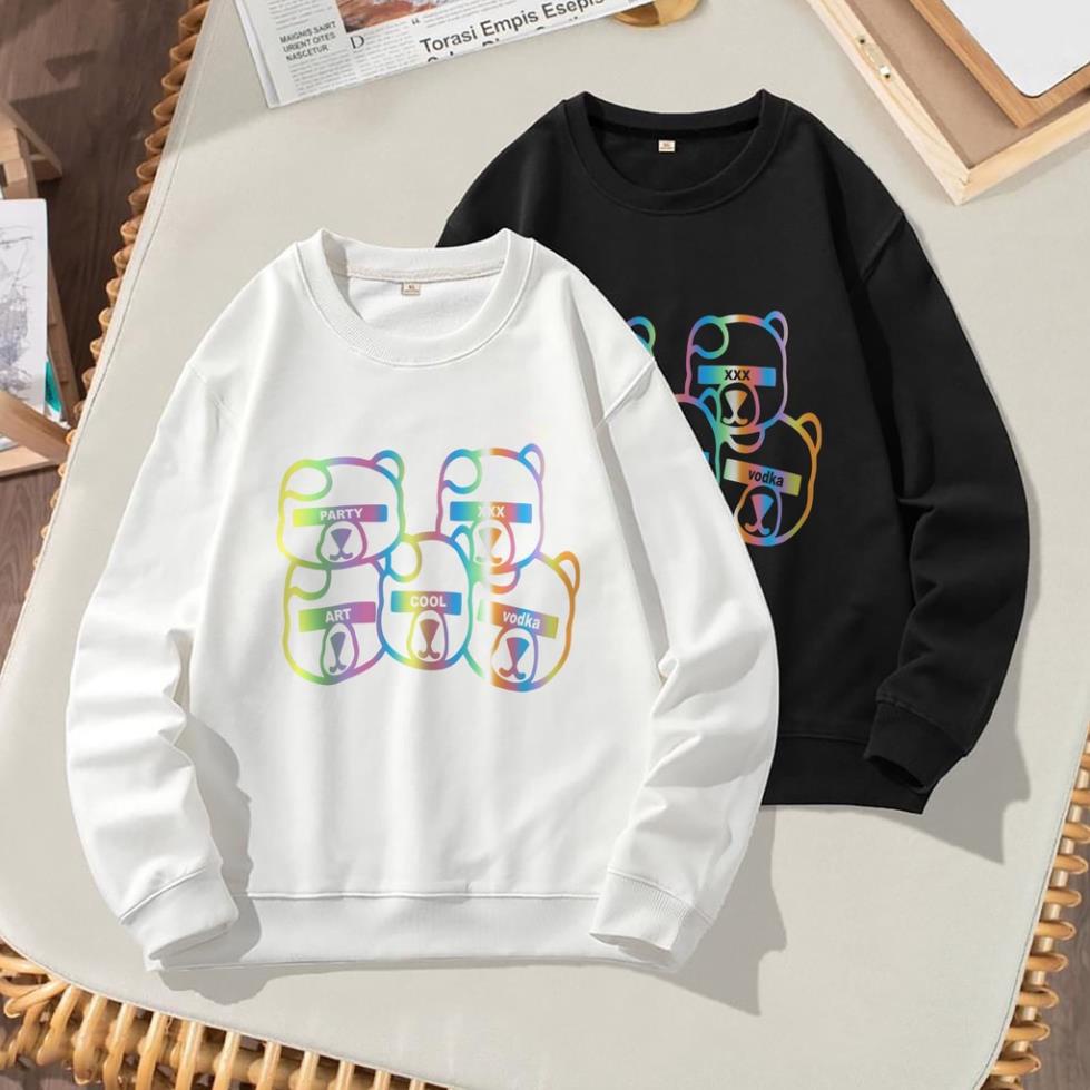 Áo Nỉ Sweater Phản quang HOT TREND Trắng, Đen - Chất Nỉ Cao Cấp, Dài Tay Form Rộng  Unisex Nam Nữ giá Rẻ - KKim Style