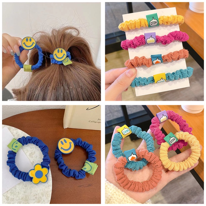 1 Dây Cột Tóc Co Giãn Màu Kẹo Hình Bông Hoa Mặt Cười Thời Trang Hàn Quốc