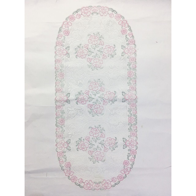 Khăn bàn salon oval hoa hồng đỏ 40x92cm Towa Nhật Bản