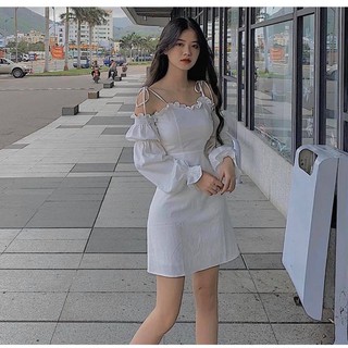 ĐẦM TRẮNG RỚT VAI 2 màu