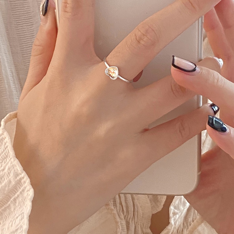 Nhẫn Đính Đá Zircon Hình Vuông Dạng Hở Tùy Chỉnh Thời Trang Cho Nữ