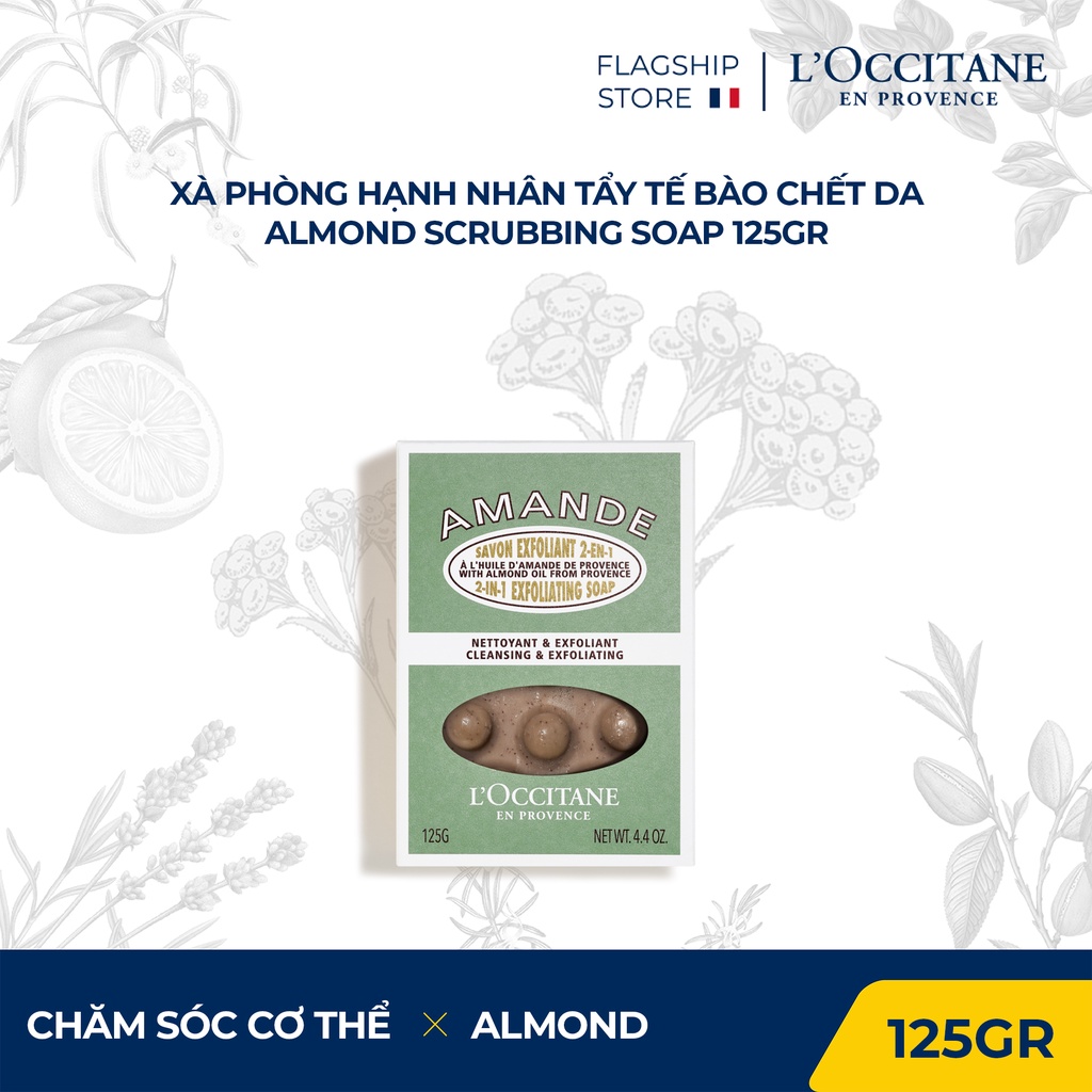 Xà Phòng Tẩy Tế Bào Chết Hạnh Nhân 2 trong 1 Almond Scrubbing Soap 125gr L'Occitane