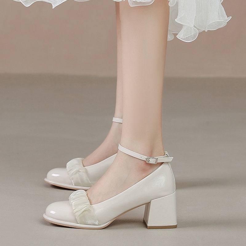 Giày Cao Gót Da Đế Dày Thanh Lịch Hợp Thời Trang Cho Nữ