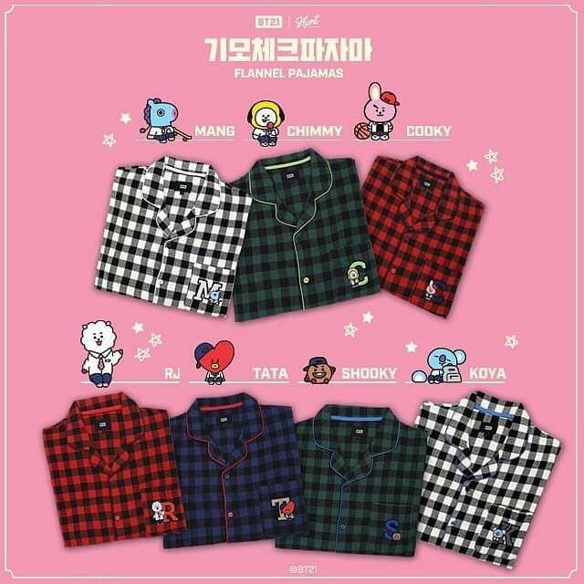 Bộ pyjama kẻ Hunt x BT21, Flannel Pajamas Hunt x BT21