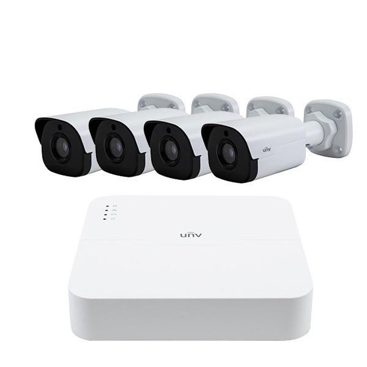 BỘ KIT CAMERA TRỤ IP POE UNV KIT/301-04LB-P4/4*2122LR3-PF40-E (Gồm 1 đầu ghi 4 kênh IP POE + 4 Camera IP trụ 2MP)