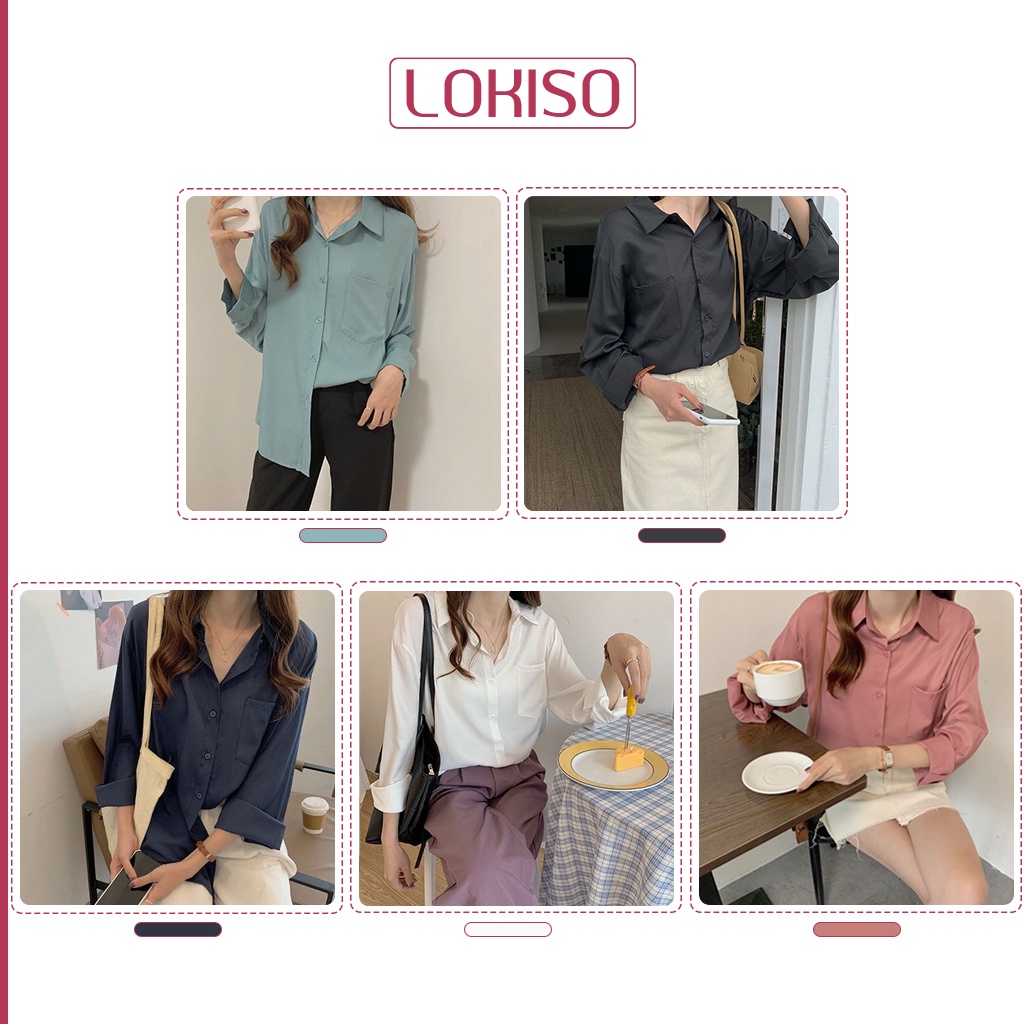 Áo sơ mi nữ form rộng dài tay kiểu công sở đẹp LOKISO SM01