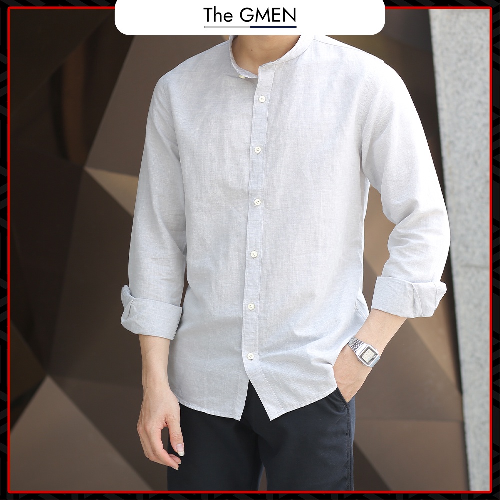 [Giảm 10% Mã SKMLTSM12] Áo sơ mi tay dài The GMEN Linen cổ trụ chất liệu linen mềm mại, thoáng mát giá tốt | BigBuy360 - bigbuy360.vn