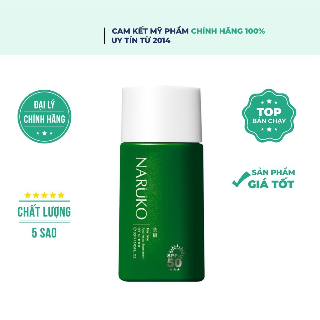 Kem Chống Nắng,Kem Chống Nắng Dành Cho Da Mụn Naruko Tea Tree Anti-Acne Sunscreen SPF50 30 ml