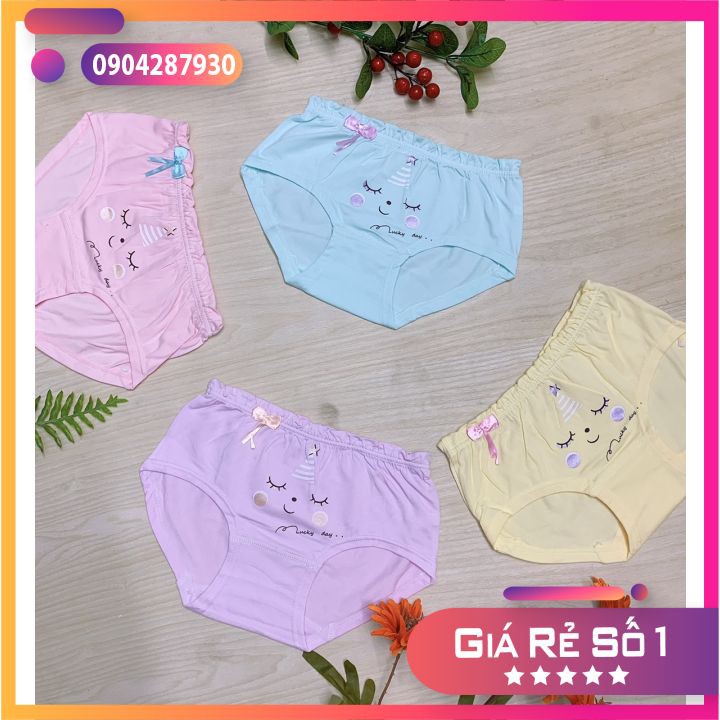 Quần chip cho bé gái chất liệu thun cotton co dãn 4 chiều họa tiết dễ thương