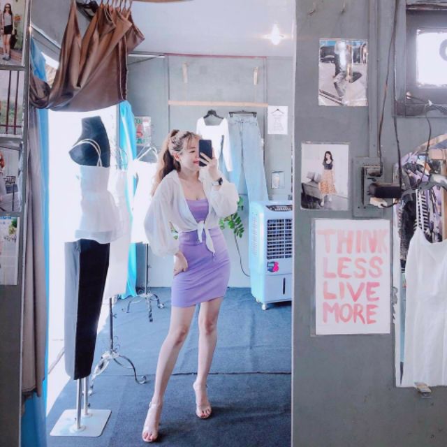 Sét Áo sơ mi cột eo &amp; đầm body 2 dây sang chảnh.