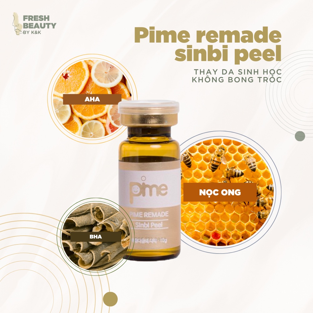 Peel thay da dịu nhẹ, lành tính giúp tái tạo da, thải độc tố, sáng da, giảm thâm, mờ sẹo, kiềm dầu Pime Sinbi Peel 10ml