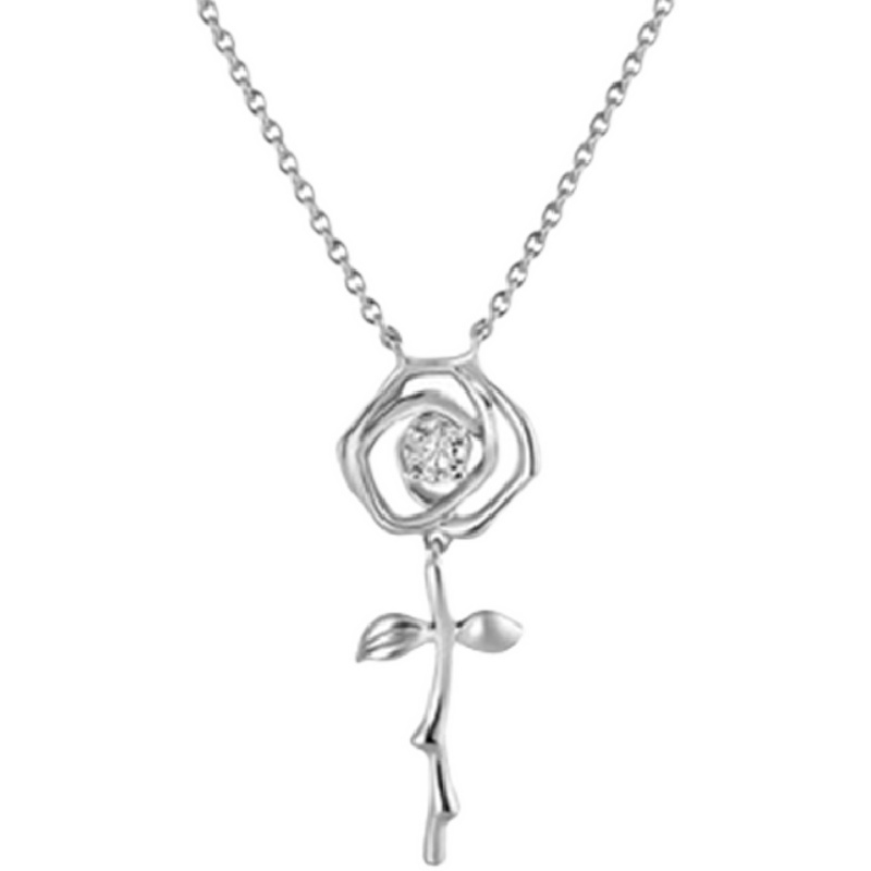 Vòng cổ Mặt Hoa Hồng Đính Đá Zircon Phong Cách Hàn Quốc