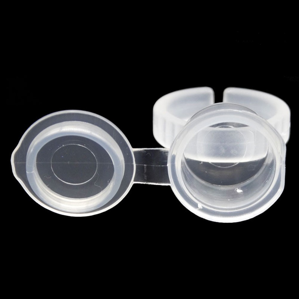 [Hàng mới về] Bộ 50 vòng đeo ngón tay trong suốt đựng mực phun xăm lông mày/keo nối lông mi