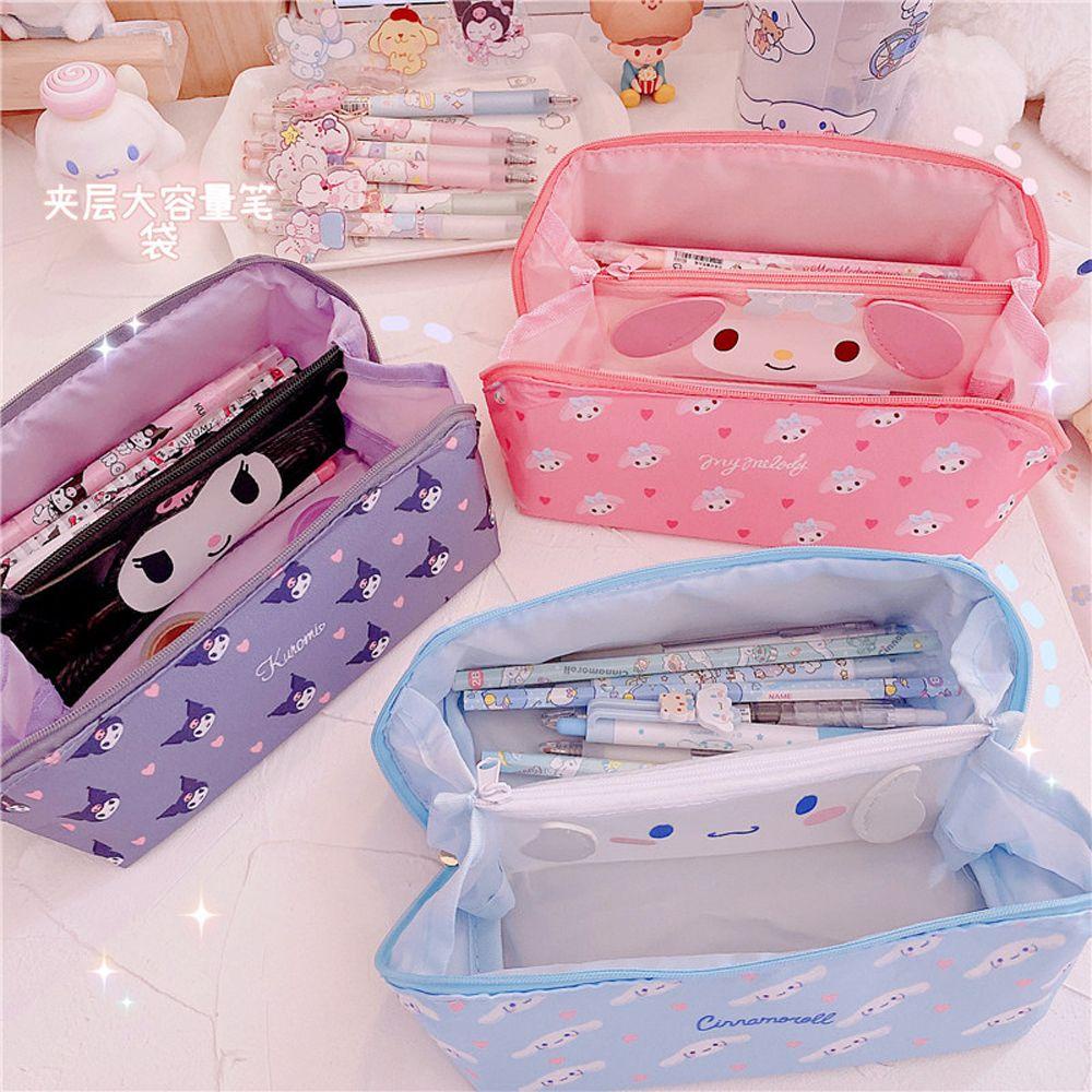 Túi Đựng Bút Chì Sức Chứa Lớn Họa Tiết Hoạt Hình Mèo Melody / Cinnamoroll Thanh Lịch Cho Nữ