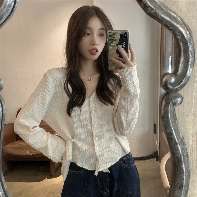 SUXI Áo Cardigan Cổ Chữ V Dáng Rộng Phong Cách Thời Trang Hàn Quốc Dành Cho Nữ