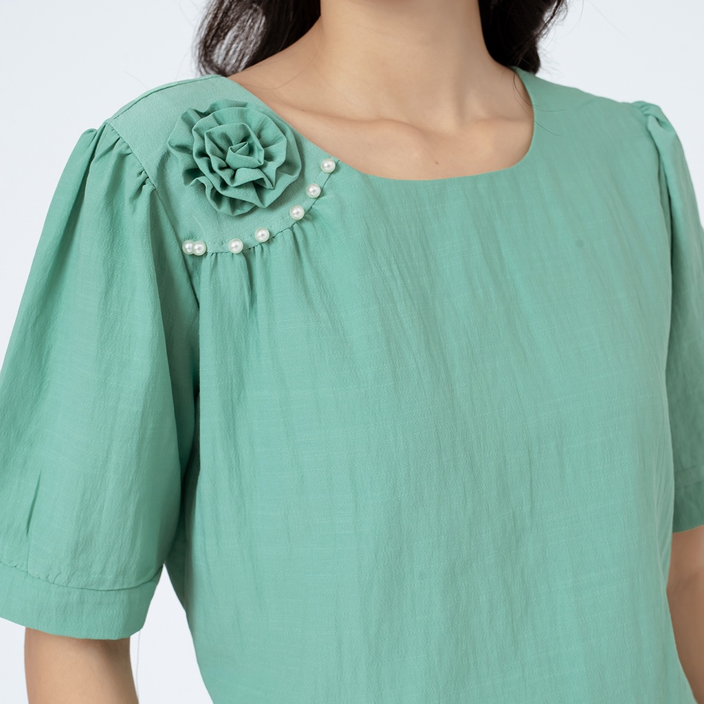 Áo kiểu nữ thiết kế thời trang Eden dáng suông tay ngắn chất liệu xô linen không nhăn thoáng mát - ASM177