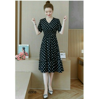 đầm chấm bi dáng xòe tôn eo size từ 40_70kg