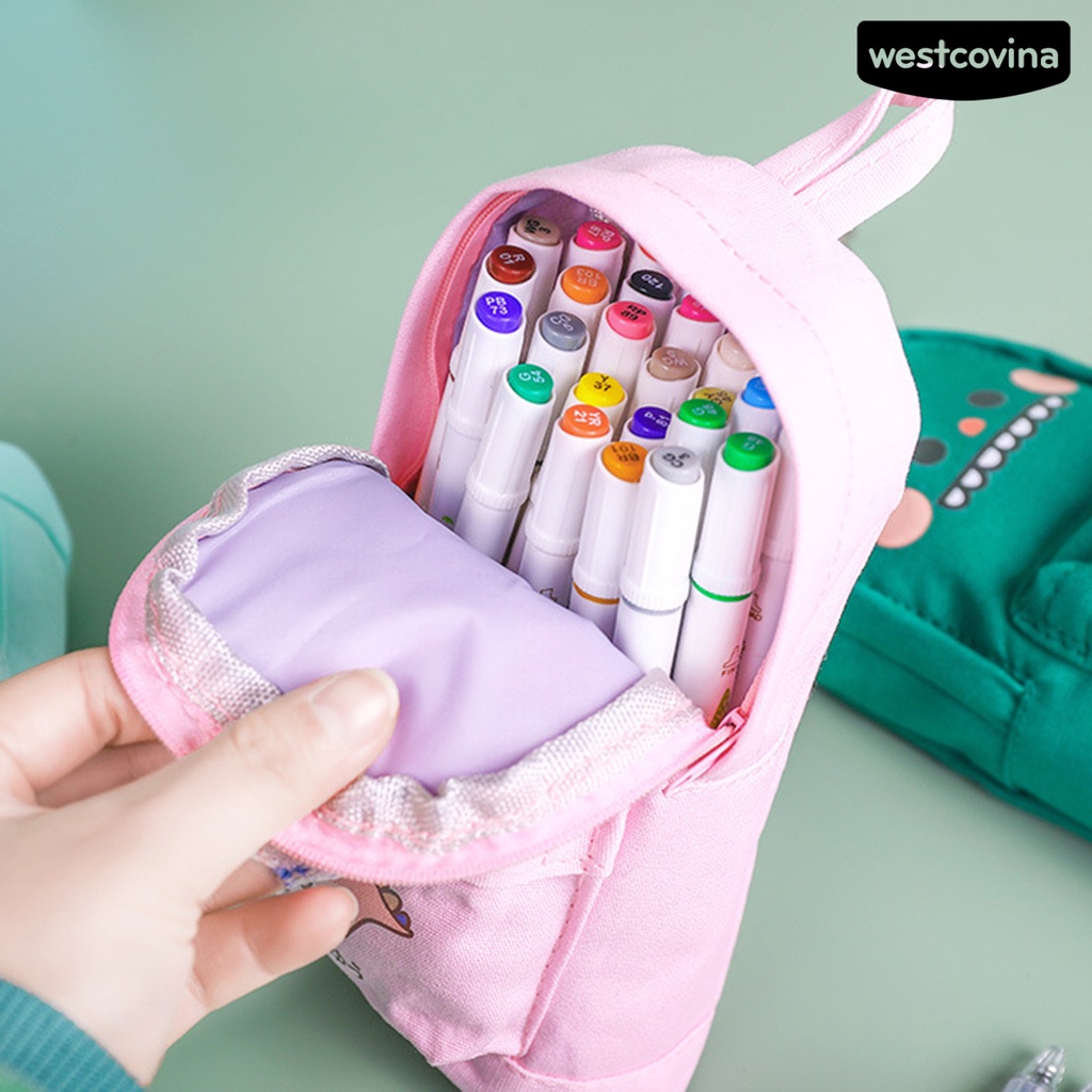 Túi Đựng Bút Bằng Vải Canvas In Họa Tiết Hoạt Hình / Phi Hành Gia / Khủng Long / Tên Lửa Độc Đáo