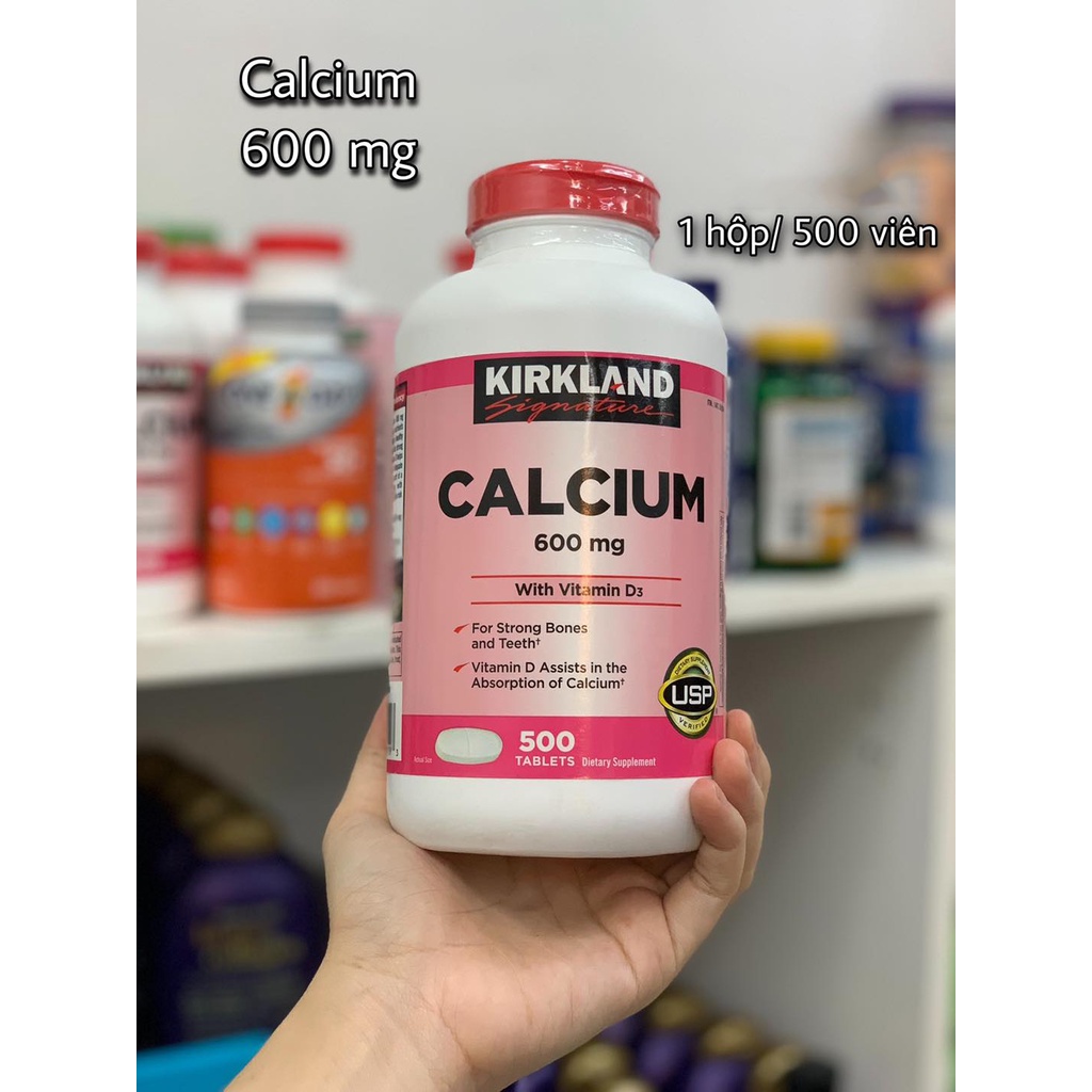 Viên Uống Bổ Sung Canxi & Vitamin D3 Kirkland Calcium 600mg 500 Viên