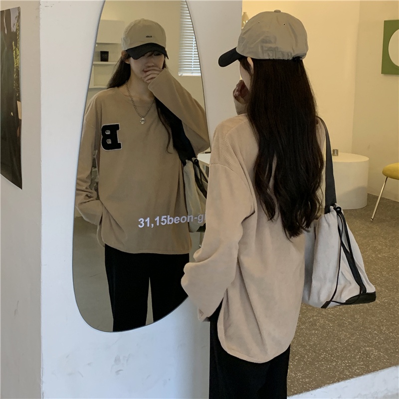 Áo Thun Nữ Dài Tay Thêu Chữ Mới