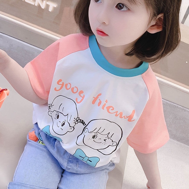 Áo Thun bông Tay Ngắn Dễ Thương Cho Bé Gái 0-9 Tuổi